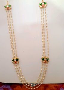 Elegant Pearl &amp; Lotus Necklace Set