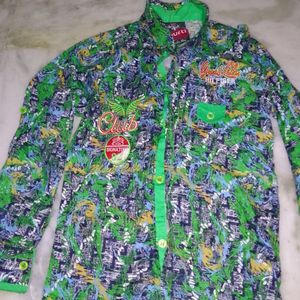 Green Abstract Print Casual Shirt