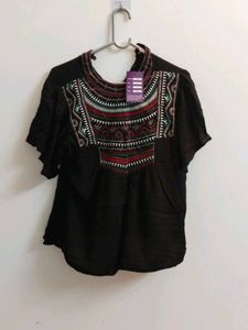 New Embroidered Black Ethnic Top