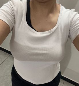Women's White Short Sleeve Top