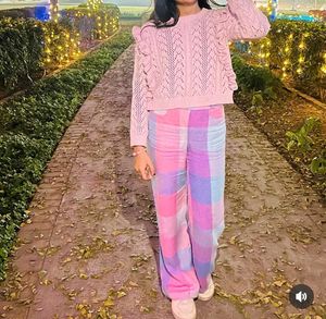 Pastel Plaid Wide Leg Pants France