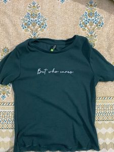 Green "But Who Cares" T-Shirt