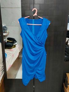 Wrap Style Royal Blue Dress