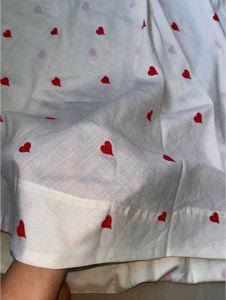White Kurta with Red Heart Print