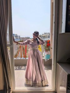 pink beautiful one piece anarkali suit
