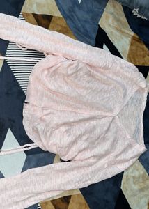 Light Pink Ruched Cardigan / Shrug Top 🎀