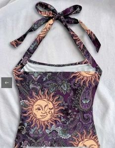 Boho Sun and Moon Print Bikini Top