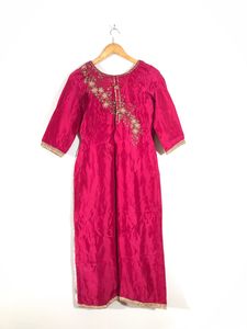 Pure Silk Dress In Dark Rose Pink