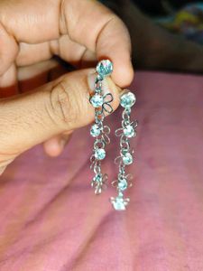Dangle Flower Earrings with Crystals