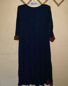 Embroidered Navy Blue Kurta