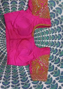 Vibrant Pink Bridal maggam work Blouse
