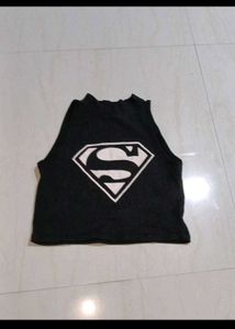 Black Superman Crop Tank Top