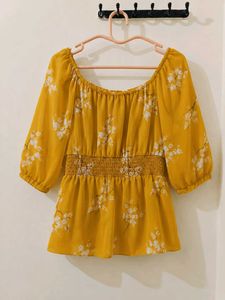 Yellow Stylish Off shoulder top