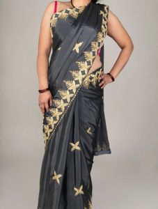 Embroidered crepe Saree