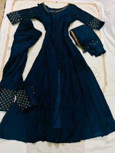 Elegant Handwork Peacock Blue Kurta Set