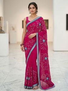 Pink Embroidered Saree