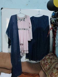 Elegant Pink &amp; Navy Kurta Set