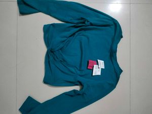 Teal Long Sleeve Knotted T-Shirt