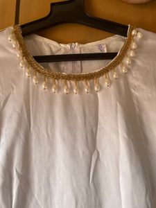 White Satin Pearl Dress