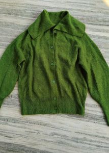 Green Button-Down Cardigan