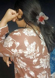 Brown Floral Print Kurta
