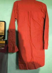 Chic Orange Twist Front Shirt Dress