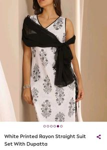 White Printed Kurta Set with Dupatta