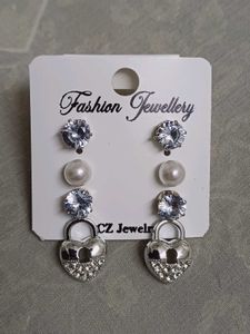 Chic Heart Lock Earring Set