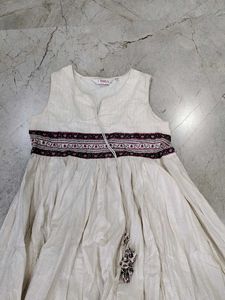 Cream Floral Print Ethnic Gown