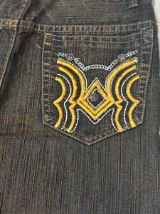Y2K retro style textured flared jeans