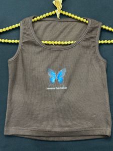 Brown Butterfly Graphic Tank Top