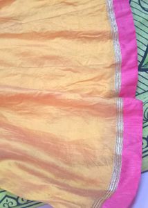 Yellow Anarkali Dress with Pink Dupatta