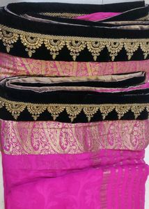 Light Wait Hot Pink With Black Jari Work And Di