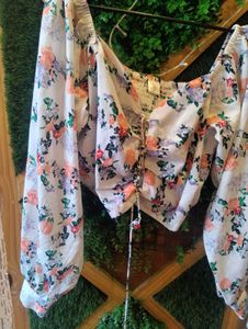 Floral Print Smocked Crop Top