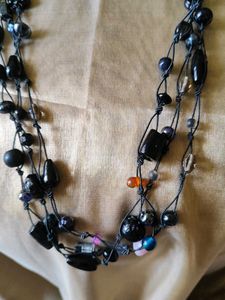 Black Beaded Statement Necklace