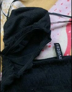 Black Smocked Crop Top