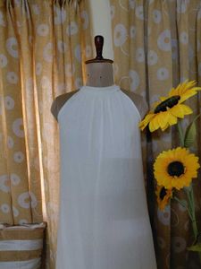 Elegant White Halter Neck Dress
