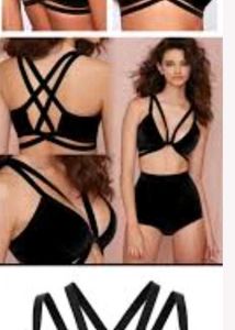 Strappy Black Velvet Bra