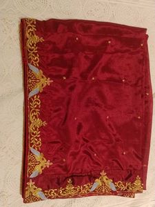 Ivory &amp; Red Embroidered Lehenga Choli with Dupatta