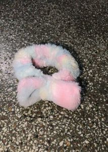 Fluffy Rainbow Bow Headband