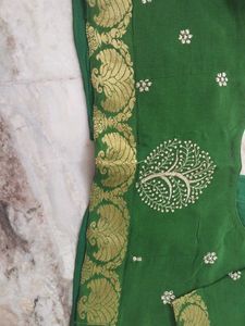 Women Elegant Red Embroidered Saree With Blouse