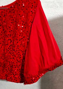 Red Sequin Party Blouse