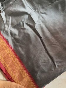 Elegant Grey Saree with Red Border