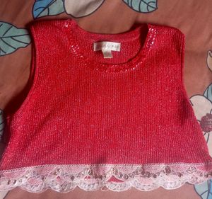Sparkly Red Sequin Neckline Tank Top