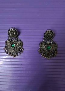 PRICE Drop Emerald Look Alike Green Antique Dangle
