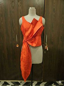 Vibrant Red Bow Detail Top
