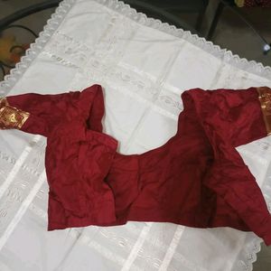 Red Maroon Golden Gota Border Blouse