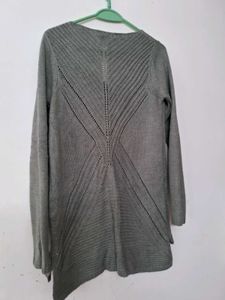 Cozy Gray Knit Sweater long top dress winter wear