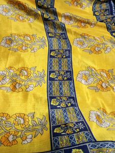 Used Yellow &amp; Blue Floral Saree
