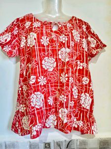 Chic Red Floral Print Top Size 40 to 42 inches